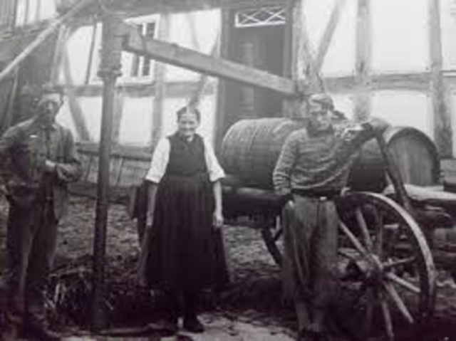Die Jauche aus der Jauchengrube wurde mit Kühen auf das Feld gefahren 1920