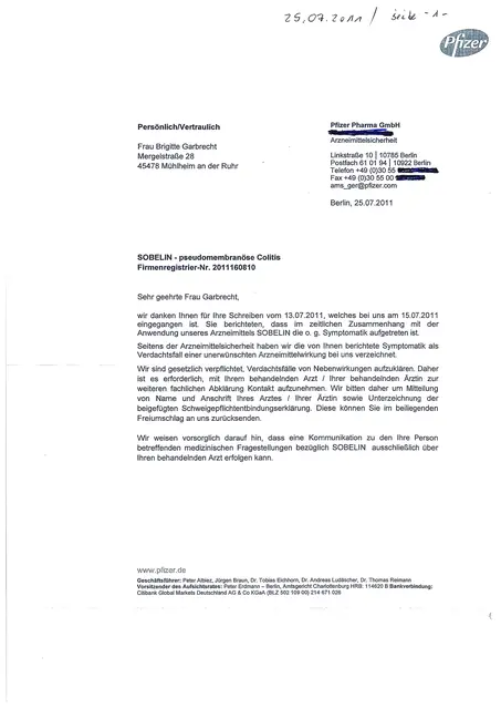 Antwort - Schreiben Pharma-Konzern vom 25.07.2011 - Seite -1-