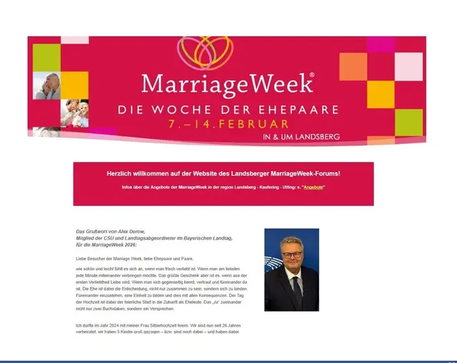 Das Grußwort von Alex Dorow kann man im Gesamt-Wortlaut auf der Website des Landsberger MarriageWeek-Forums nachlesen: &gt;&gt;&gt; https://marriage-week-landsberg.de    | Foto: Archiv des Landsberger MarriageWeek-Forums