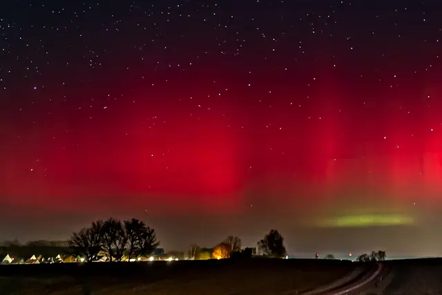 Die Polarlichter am 19.01.2026 bei Harthausen, einem Stadtteil von Friedberg/Bayern.