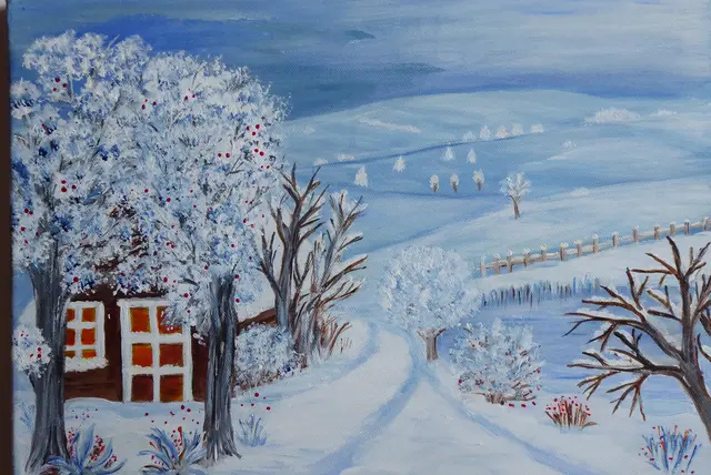 "Wintertag" Silke Dokter, Acryl auf Leinwand 30x40 