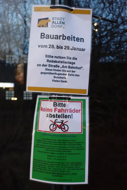 Ankündigung zum Umbau der Fahrradabstellanlage in Stadtallendorf