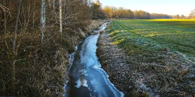Eisig wurde es bereits Ende Dezember 2025: Die Wietze mit Eisdecke | Foto: Shima Mahi