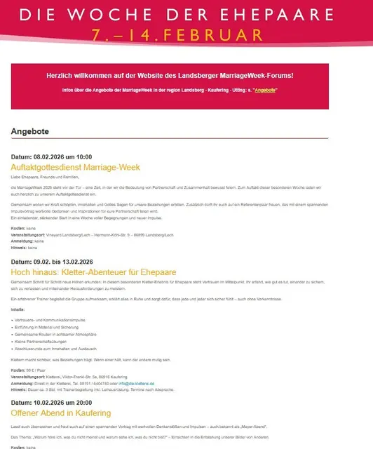 Ein Teil der MarriageWeek-Angebote auf der Website (&gt;&gt;&gt; https://marriage-week-landsberg.de/angebote/) | Foto: Archiv des Landsberger MarriageWeek-Forums