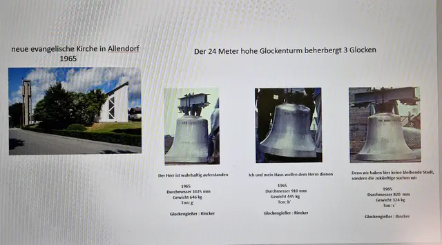 Glocken der neuen Kirche in Allendorf/Eder 1965 gebaut