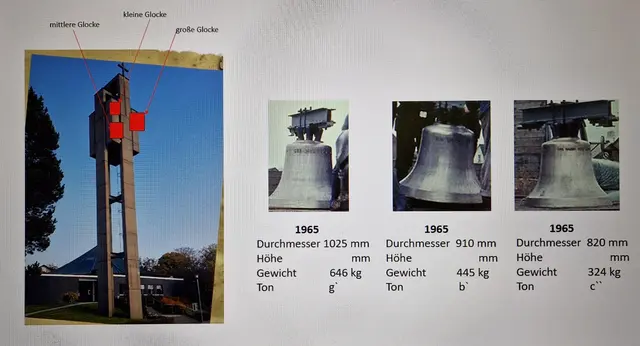 Glocken der neuen Kirche in Allendorf/Eder 1965 gebaut