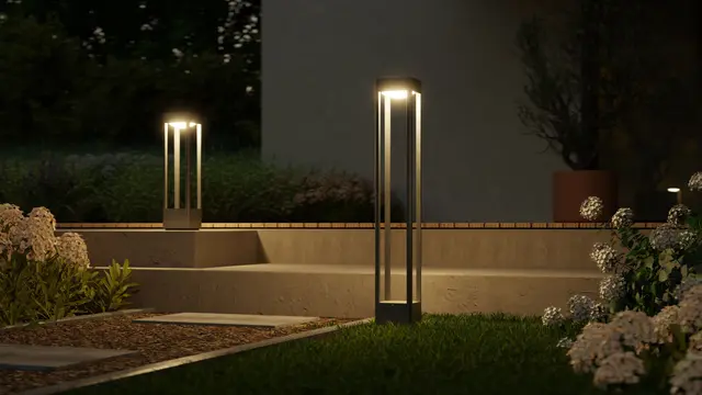 Diese eleganten hohen und niedrigen Leuchten namens Stela gibt es ab Mai. | Foto: djd-k/Steinel