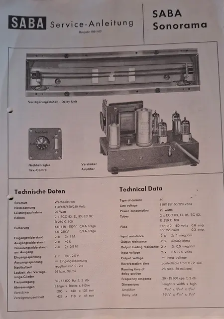 Die Service-Anleitung der SABA-Sonorama mit den Technischen Daten. | Foto: Otto Killensberger