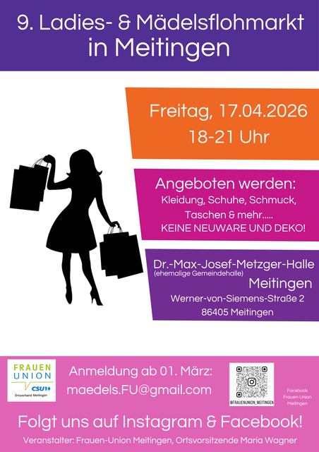 Die Frauen-Union Meitingen freut sich auf viele Besucherinnen und Besucher. | Foto: Frauen-Union Meitingen