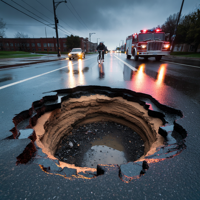 So schlimm sind die Schlaglöcher in Hamburg zum Glück noch nicht. | Foto: Beispiel-Foto mit Hilfe von KI erstellt