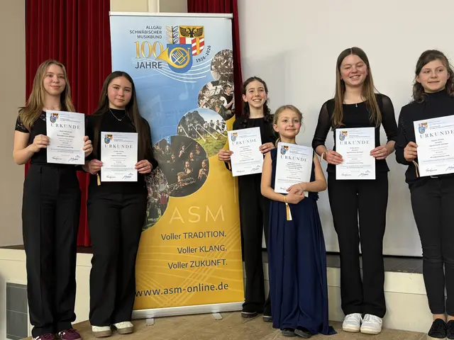Aus der Klasse von Manfred-Andreas Lipp waren (v. l.) Sarah Wiedmann, Emelie Tschan, Johanna Pfeiffer, Florentine Brenneisen, Celina Bunk und Sophia Steinle erfolgreich am Start.