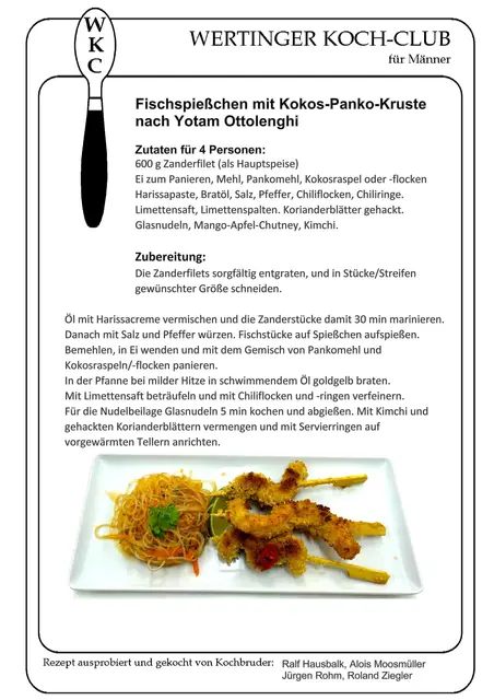 Rezeptblatt für die Fischspießchen 1. | Foto: Otto Killensberger