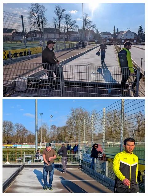Mit viel Engagement haben die Boccia-Spieler des TSV Gersthofen am 20. März 2026 die Außenbahnen für die neue Saison hergerichtet. | Foto:  Christoph Jung