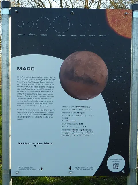 Den roten Mars sieht man manchmal neben unserem  Mond am Nachthimmel