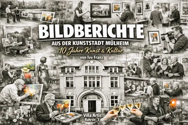 Plakat zur immersiven Schau in der Villa Artis:  BILDBERICHTE erleben und die dazugehörigen Original Kunstwerke genießen.

Die Villa Artis verfügt über einen gesonderten Ateliertrakt mit 12 spannenden Kunstakteuren.  | Foto: Andreas Ingramm, TECHNIKUM MÜLHEIM, AIRL-Lab