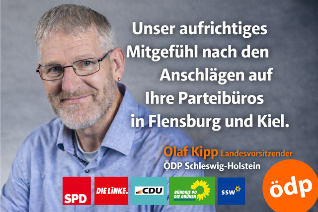 ÖDP Landesvorsitzender spricht Mitgefühl aus zu den Anschlägen auf die Parteien in Flensburg und Kiel | Foto: Olaf Kipp mit Hilfe KI