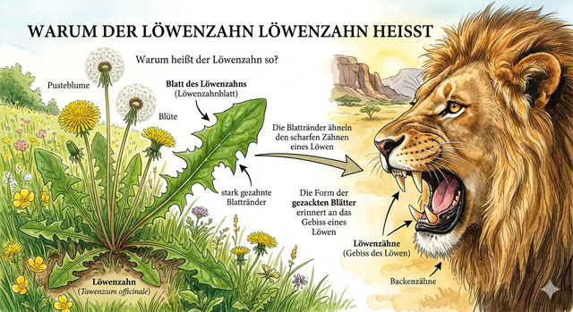 Na ja, da muss man schon eine Menge Fantasie haben, um Löwenzähne mit der Blattstruktur des Löwenzahns zu vergleichen. (KI/ Gemini)