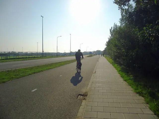 Straße in Niederlande
Rechts im Bild zweispuriger Fahrradweg, gemessene Gesamtbreite = 4,00 m (asphaltiert).
Rechts daneben Gehweg, gemessene Breite = 2,10 m (plattiert).
Grünstreifen zwischen Kfz-Fahrbahn und Radweg, geschätzte Breite = 1,50 m

Links auf der anderen Straßenseite: Gehweg, gemessene Breite ebenfalls 2,10 m (plattiert)
Grünstreifen zwischen Kfz-Fahrbahn und Gehweg ebenfalls etwa 1,50 m breit. | Foto: Siegmund Walter, 19.09.2024, 10:03 Uhr