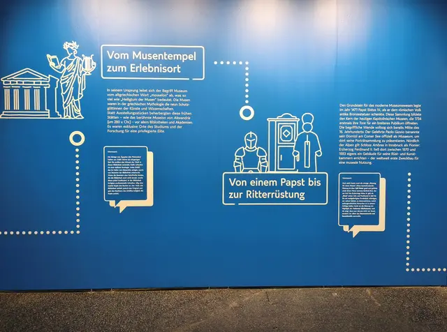 einige Schautafeln erklären die Entstehung von Museen
