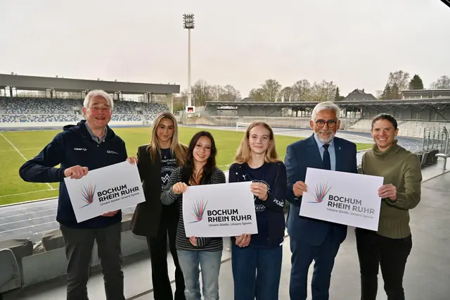 Menschen machen Werbung für die Olympia-Abstimmung
Olympia Zielspurt  | Foto:  Stadt Bochum / Lutz Leitmann)