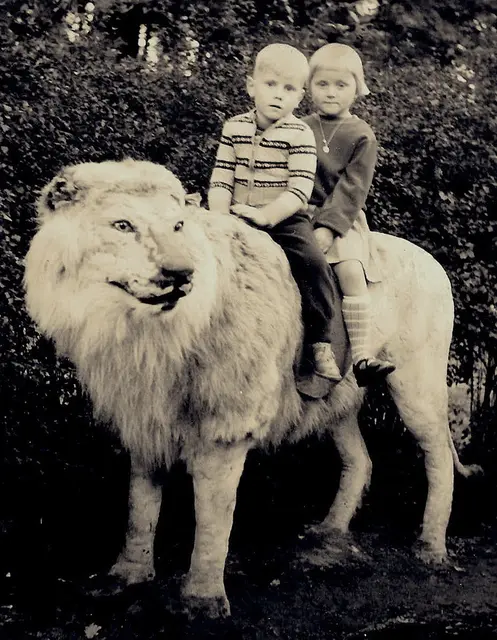 Der Ritt auf dem Berberlöwen. Es war mein erster Zoobesuch im Jahr 1956.