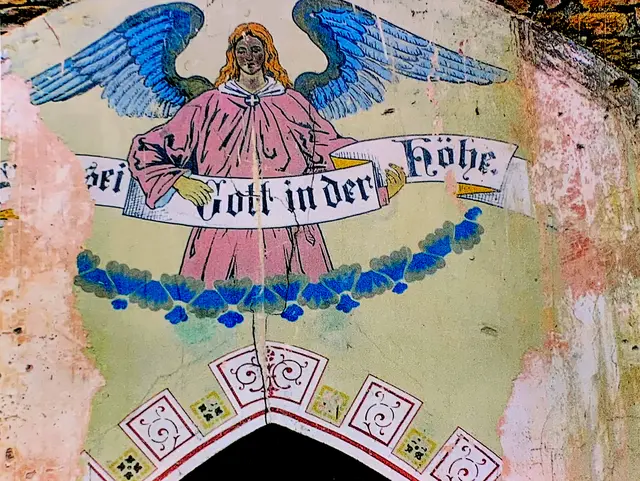 Repro eines Fotos vom Gemälde über dem Chorbogen.