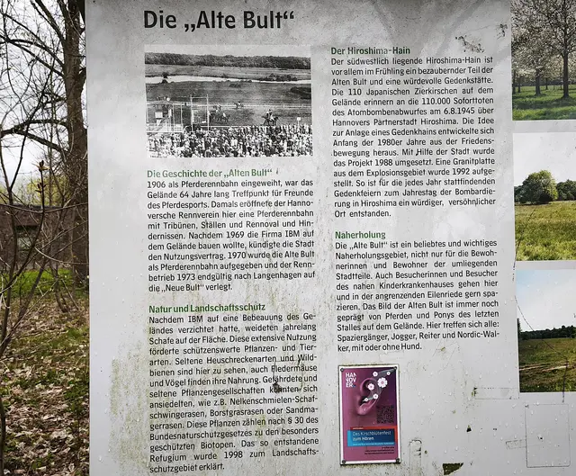 Info über das Landschaftsschutzgebiet "Alte Bult" und den "Hiroshima-Hain" | Foto: Shima Mahi