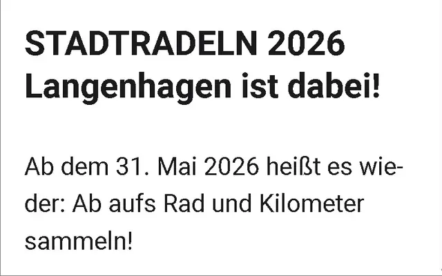 Da bist Du dabei: Stadtradeln 2026 | Foto: Screenprint Webseite Stadt Langenhagen
