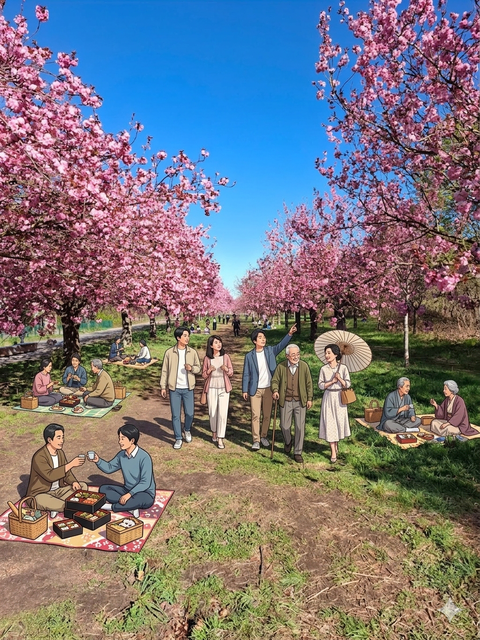 Schon verführerisch, wenn die KI (Gemini) einem die Möglichkeit bietet, die Kirschblütenallee zu jeder Tageszeit  mit japanischen Gästen zu bevölkern.
