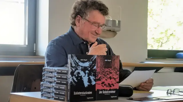 Der Autor Willi Vögeli las im Vitalis Gesundheitssportcenter Holweide.