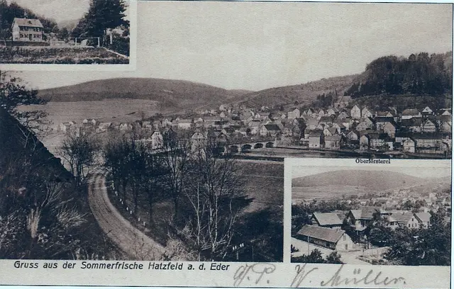 1910 - noch kein Haus im Bereich der Strassenkurve Richtung Ederbrücke.