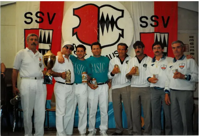 Siegerehrung des Boccia-Turnieres 1986