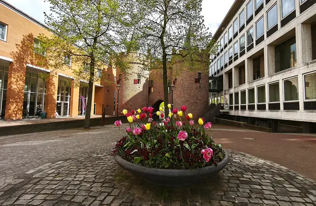 In Arnheim liegen Alt- und Neubauten eng beieinander. Hier ist ein altes Stadttor von großen Neubauten umgeben. | Foto: Shima Mahi