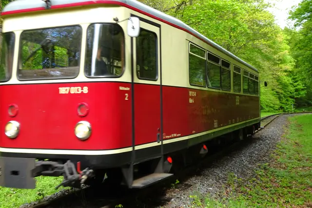 Triebwagen der Selketalbahn an der Haltestelle Sternhaus - Ramberg