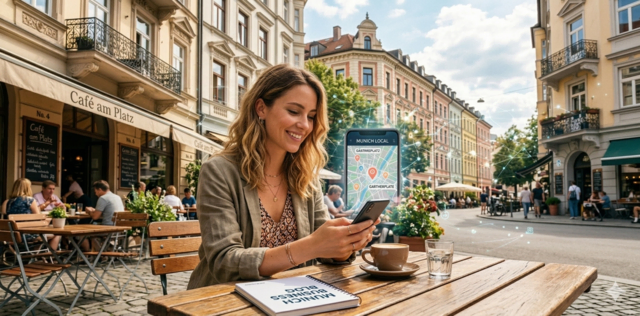 KI-Suche in München: So optimieren lokale Betriebe ihre digitale Identität, um genau im richtigen Moment – beim Kaffee im Viertel – empfohlen zu werden. | Foto: myheimat via Google Gemini