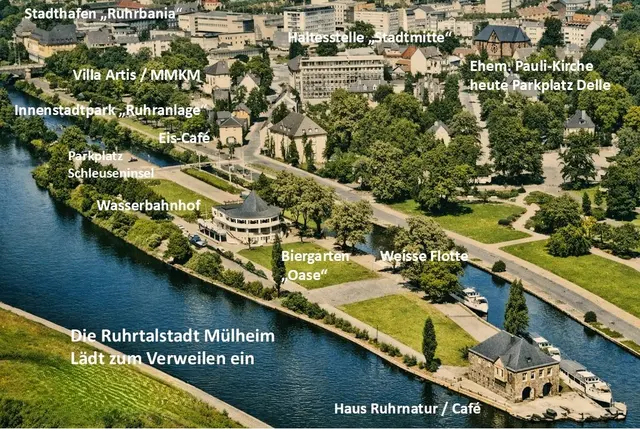 Traumhafte Stadt - die Ruhrtalstadt Mülheim - eine Stadt von der Ruhr durchströmt - mit eigenem Wasserbahnhof und einer lebendigen Kunstszene.