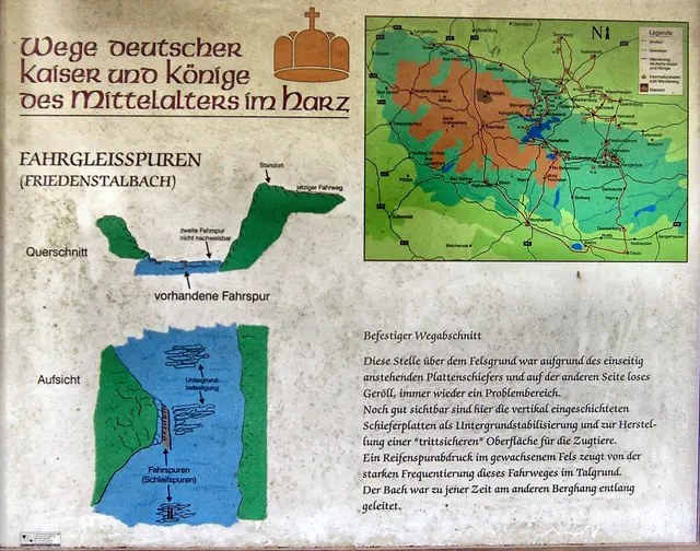 der Forstweg Friedenstal wurde schon vor über 1.000 Jahren als Fahrweg benutzt. Die Spuren der eisernen Radreifen der Fuhrwerke sind noch heute erkennbar
