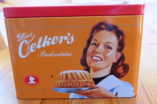 Schmuckdose zur Aufbewahrung von Dr. Öetker´s Backzutaten.