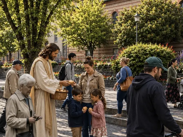 Jesus unter den Menschen. KI generiertes Bild als Impuls für fde Predigt. Ausschnitt.  | Foto: P. Steffen Brühl