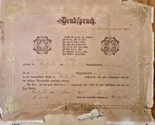 Pfarrer Marrius in Hatzfeld 1875