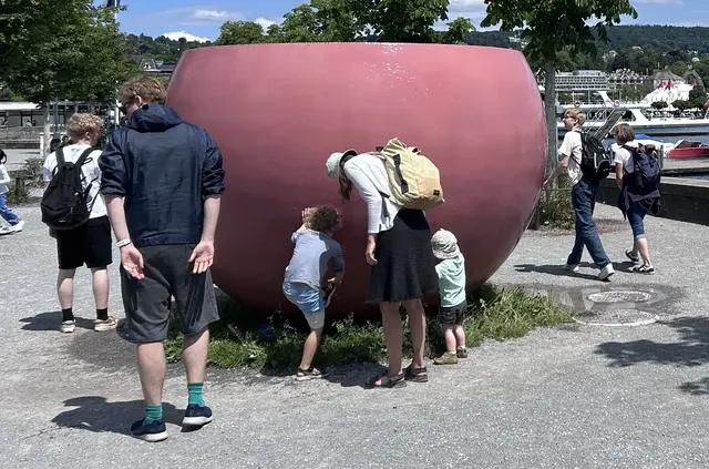Ein besonderes Exemplar am Zürichsee, an dem das Wasser rundum seicht an der Hülle herabfloss. 