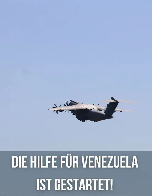 Die erste A400M hebt in Wunstorf ab Richtung Venezuela. | Foto: Screenshot Facebook, Bundeswehr/Jasmin