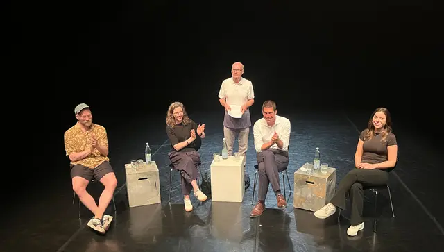 Podiusdiskussion: v. l.: Felix Landerer. Eva Jandl-Jörg, Axel von der Ohe und  Luna Jurado.