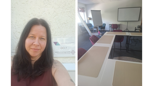 links: Kursleiterin S. Büchele M.A. und 
rechts: Einblick in den Kursraum | Foto: S. Büchele
