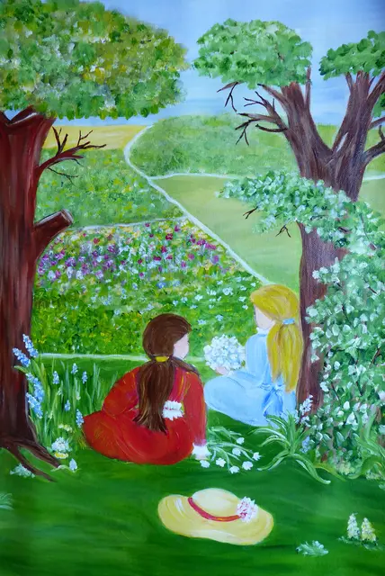 "Freundinnen" Silke Dokter , Acryl auf Leinwand 50x70