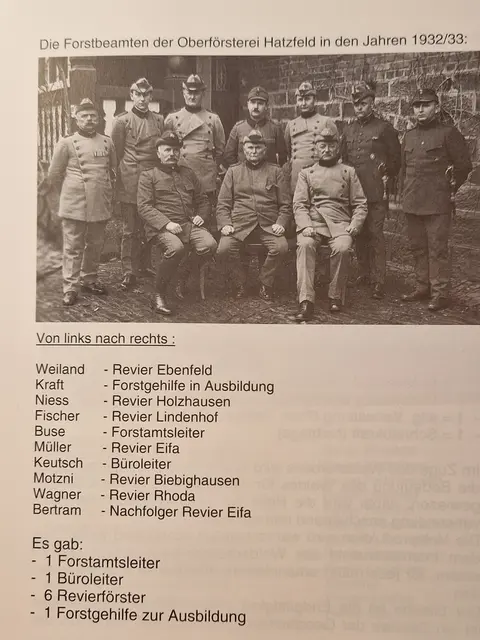 Die Forstbeamten der Oberförsterei Hatzfeld 1932/33