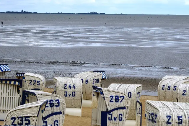 Blick über das Watt von Cuxhaven-Duhnen zur Insel Neuwerk.