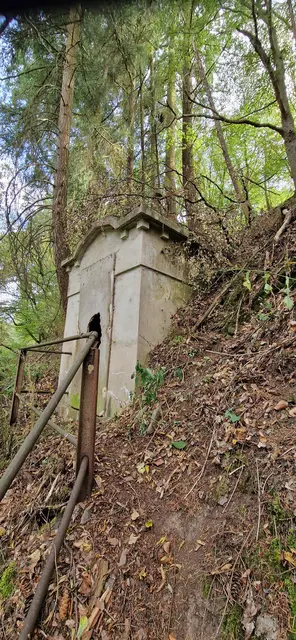 Zugang zum Hochbehälter an dem steilen Hang der Stede in Hatzfeld 
Bild 2026