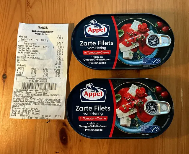 Angebot im Laden für 1,11 € ausgeschildert, auf dem Kassenbon wurden dann aber 1,99 € berechnet. | Foto: Winfried Paltian