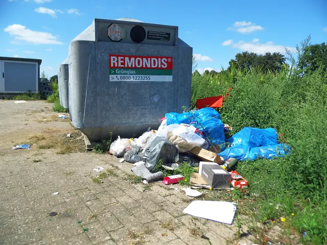 Illegale Müllablagerung an Glascontainer an der Dorstener Straße in Wesel nähe Kaufland an der Rudolf-Diesel-Straße. Hinter den Containern befindet sich ein Maisfeld. | Foto: Siegmund Walter, 24.08.2026, 13:311 Uhr